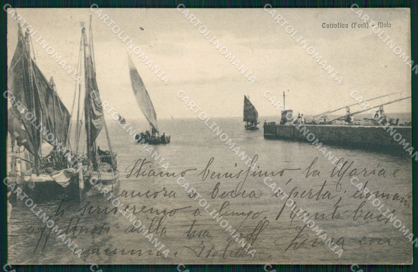 Rimini Cattolica Molo Barche cartolina QT3244 – fronte