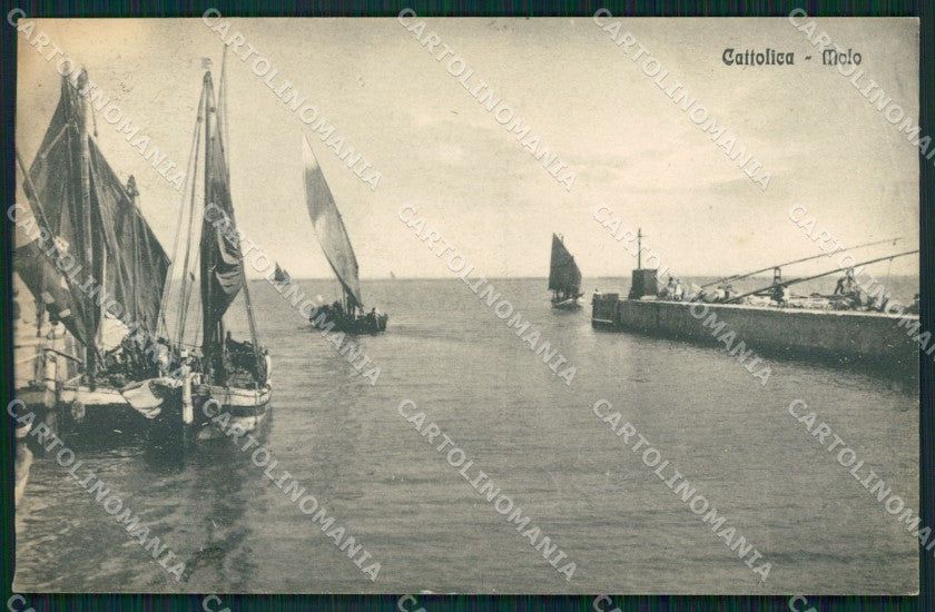 Rimini Cattolica Molo Barche cartolina QT3245 – fronte