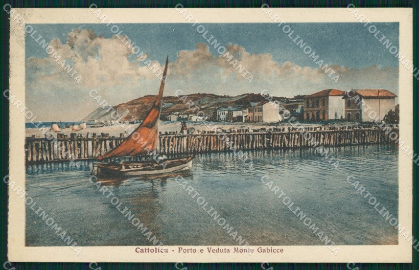 Rimini Cattolica Porto Monte Gabicce Barca cartolina QT3270 – fronte