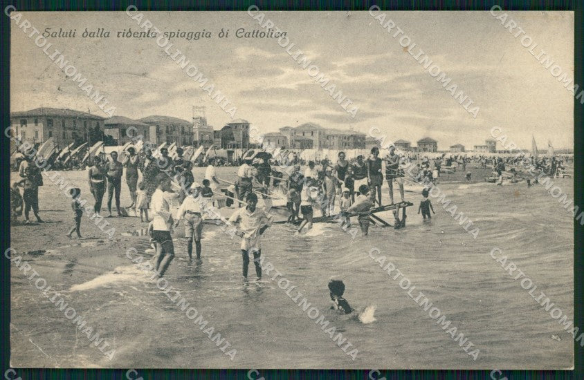 Rimini Cattolica Spiaggia PIEGHINE cartolina QT3286 – fronte