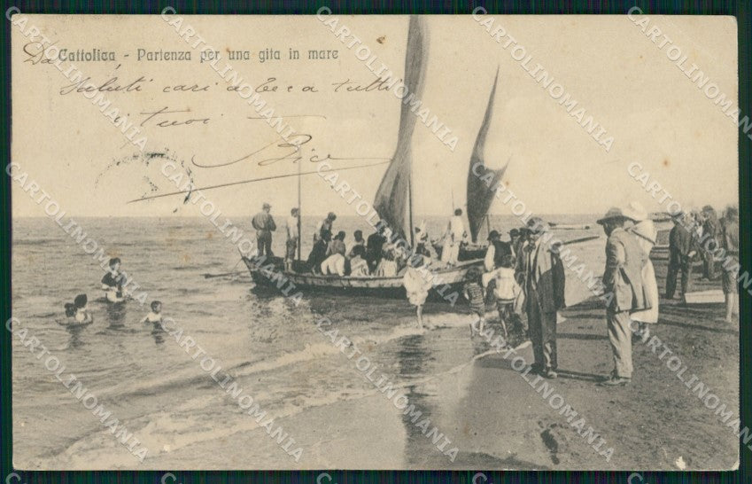 Rimini Cattolica Barca PIEGA cartolina QT3288 – fronte