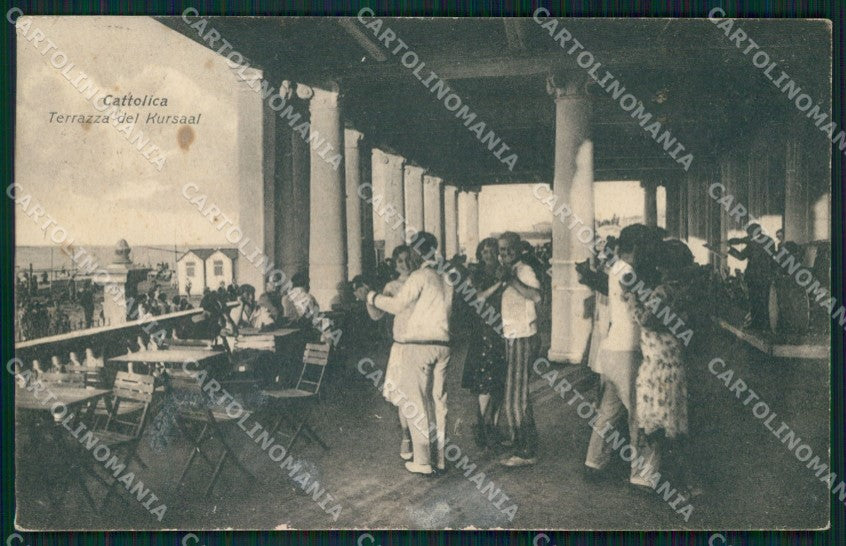 Forlì Cattolica Terrazza Kursaal TRACCE UMIDO cartolina QT3309 – fronte