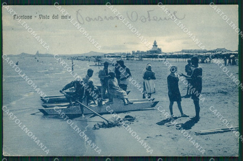 Rimini Riccione Spiaggia PIEGHINA cartolina QT3372 – fronte