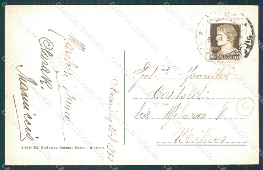 Rimini Riccione Spiaggia Barche cartolina QT3376 – retro
