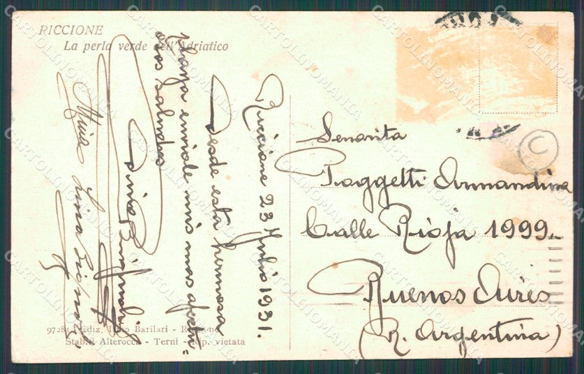 Rimini Riccione Spiaggia Barca ANGOLINO SCOLLATO cartolina QT3377 – retro
