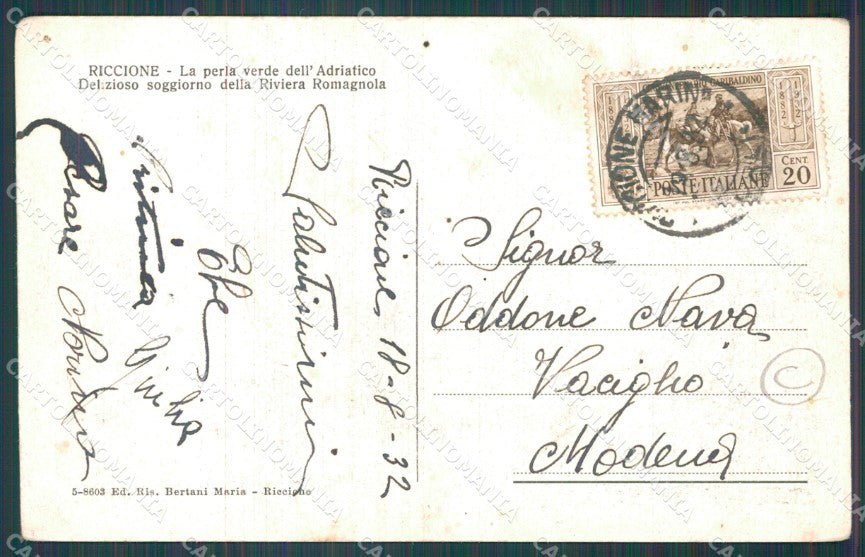 Rimini Riccione Spiaggia cartolina QT3378 – retro