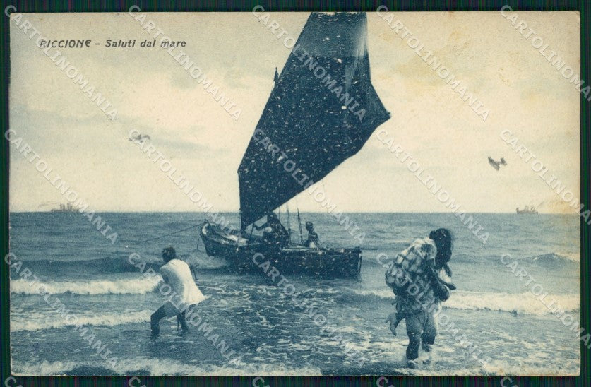 Rimini Riccione Barca cartolina QT3380 – fronte