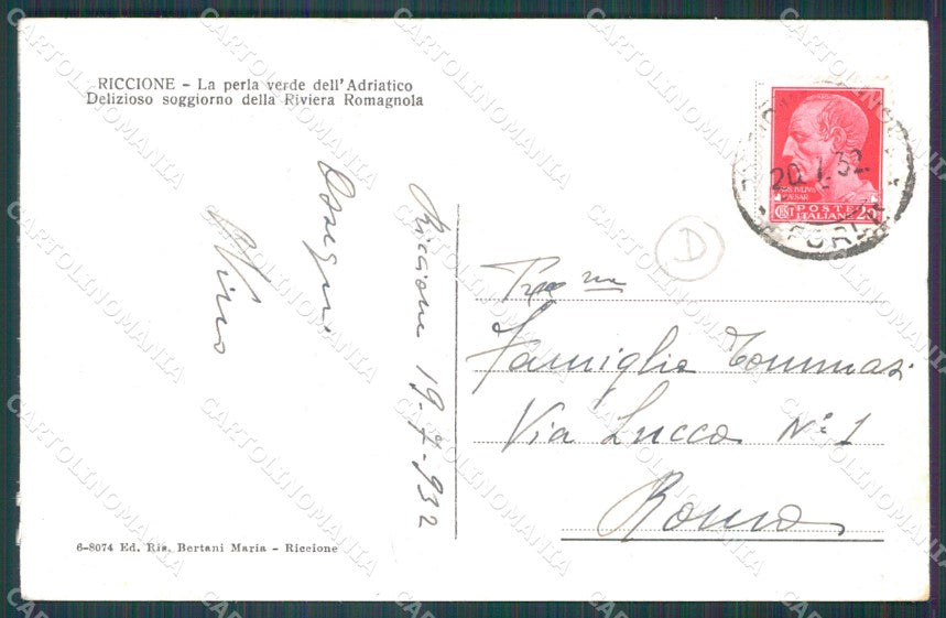 Rimini Riccione Spiaggia cartolina QT3385 – retro