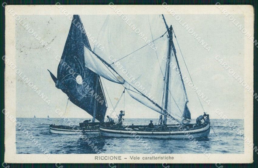 Rimini Riccione Vele Caratteristche PIEGHINA cartolina QT3389 – fronte