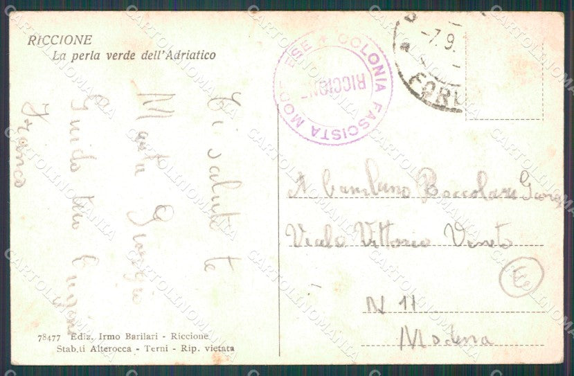 Rimini Riccione Spiaggia cartolina QT3391 – retro