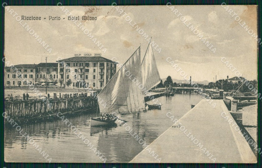 Rimini Riccione Porto Barche MACCHIE cartolina QT3408 – fronte