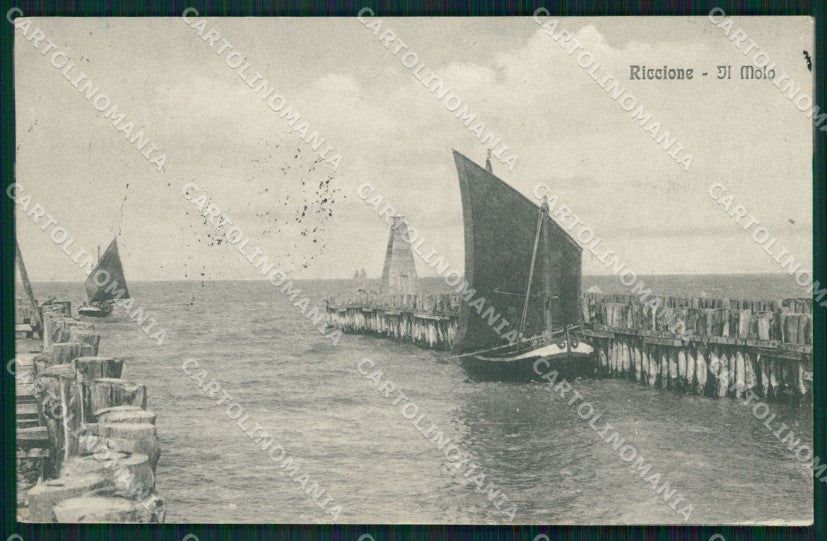 Rimini Riccione Molo cartolina QT3409 – fronte