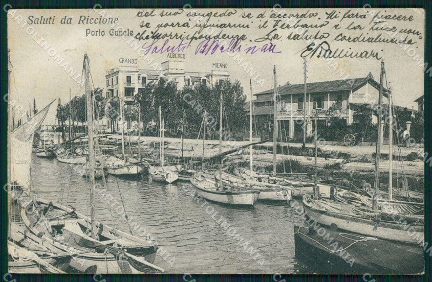 Rimini Riccione Porto Canale Barche cartolina QT3413 – fronte
