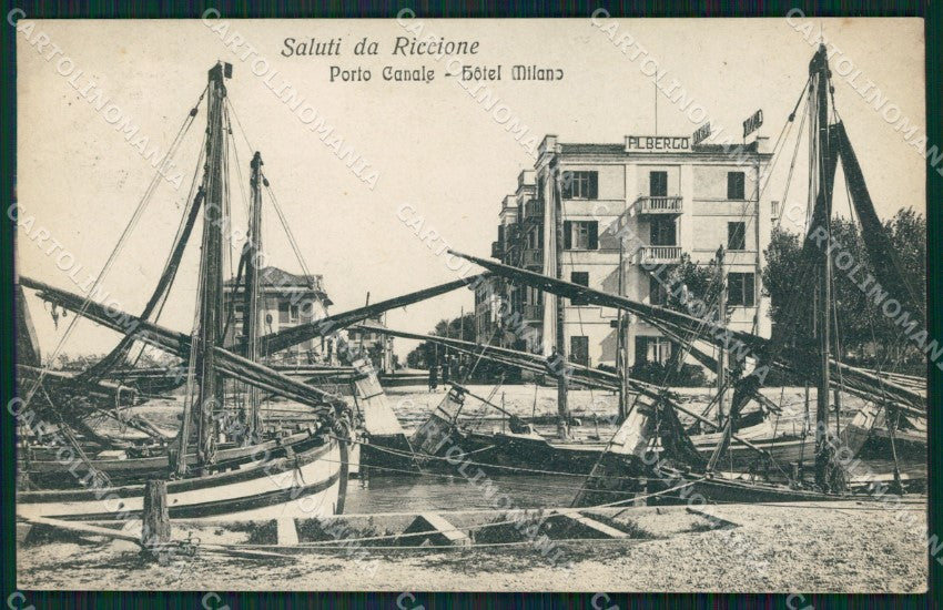 Rimini Riccione Porto Canale Barche cartolina QT3420 – fronte