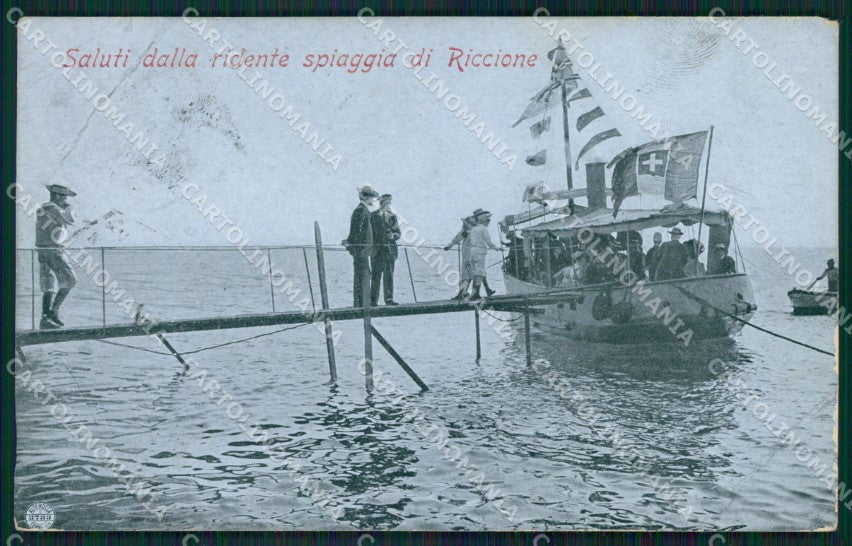 Rimini Riccione Spiaggia Barca Alterocca 3783 PIEGA cartolina QT3428 – fronte
