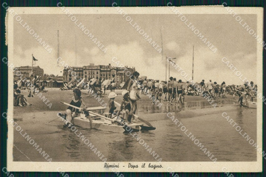 Rimini Città Spiaggia PIEGA TRACCE UMIDO cartolina QT3451 – fronte