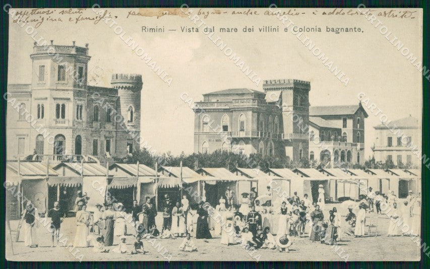 Rimini Città Spiaggia Colonia Bagnante MACCHIA cartolina QT3475 – fronte