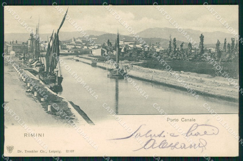 Rimini Città Porto Canale Barche cartolina QT3498 – fronte