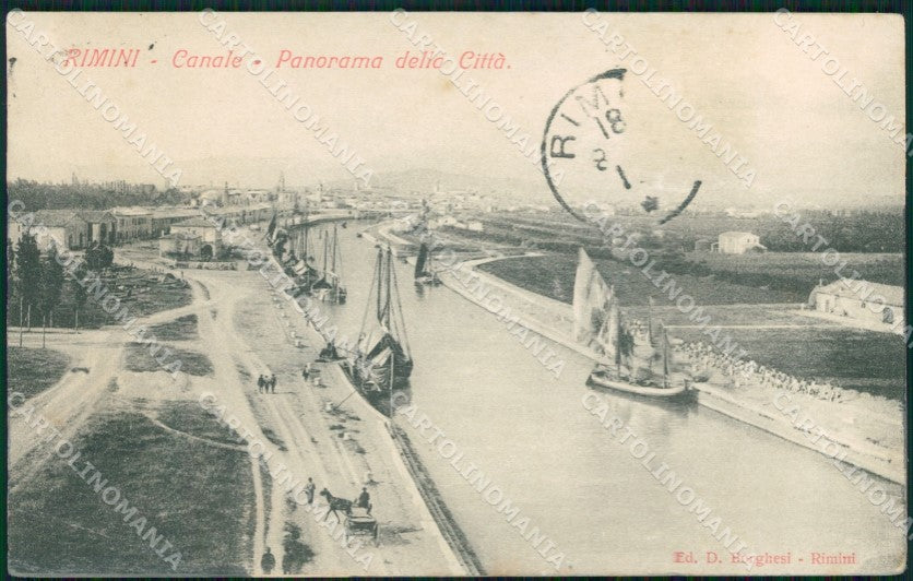 Rimini Città Porto Canale Barche cartolina QT3501 – fronte