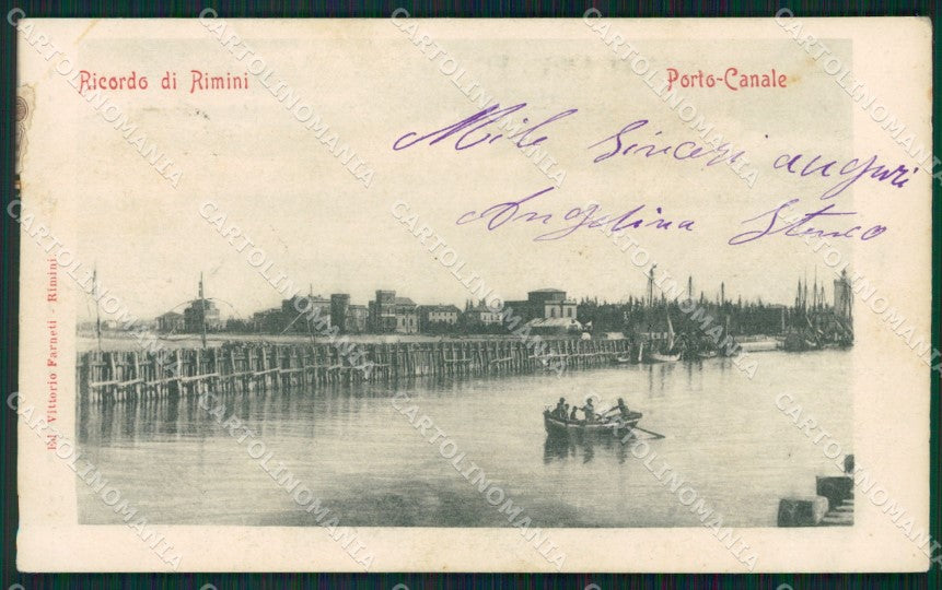 Rimini Città Porto Canale Barca cartolina QT3504 – fronte