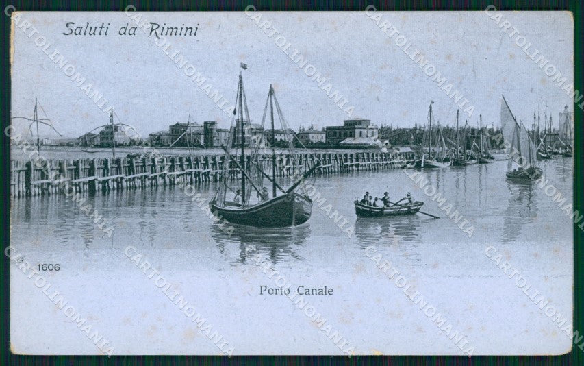Rimini Città Porto Canale Barche Alterocca 1606 RIFILATA cartolina QT3506 – fronte