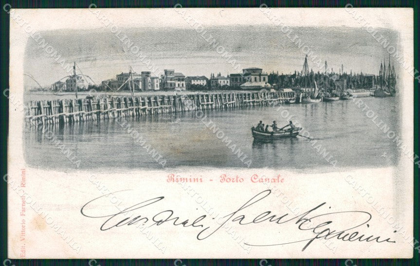 Rimini Città Porto Canale Barca MACCHIA cartolina QT3511 – fronte