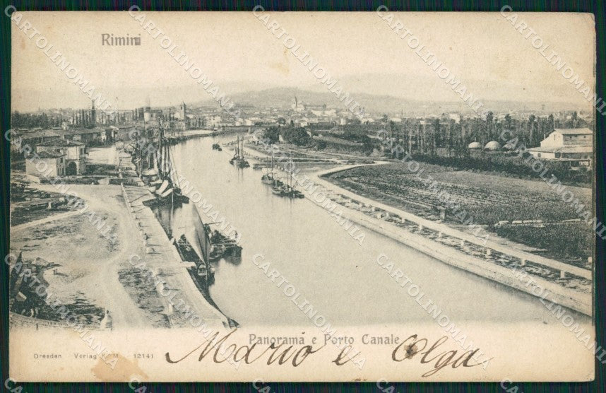 Rimini Città Porto Canale Barche cartolina QT3512 – fronte