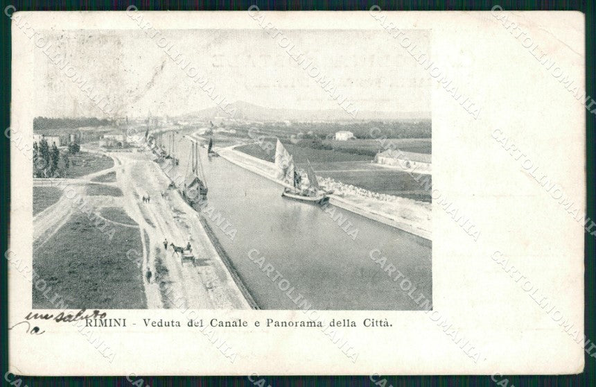 Rimini Città Porto Canale Barche cartolina QT3513 – fronte