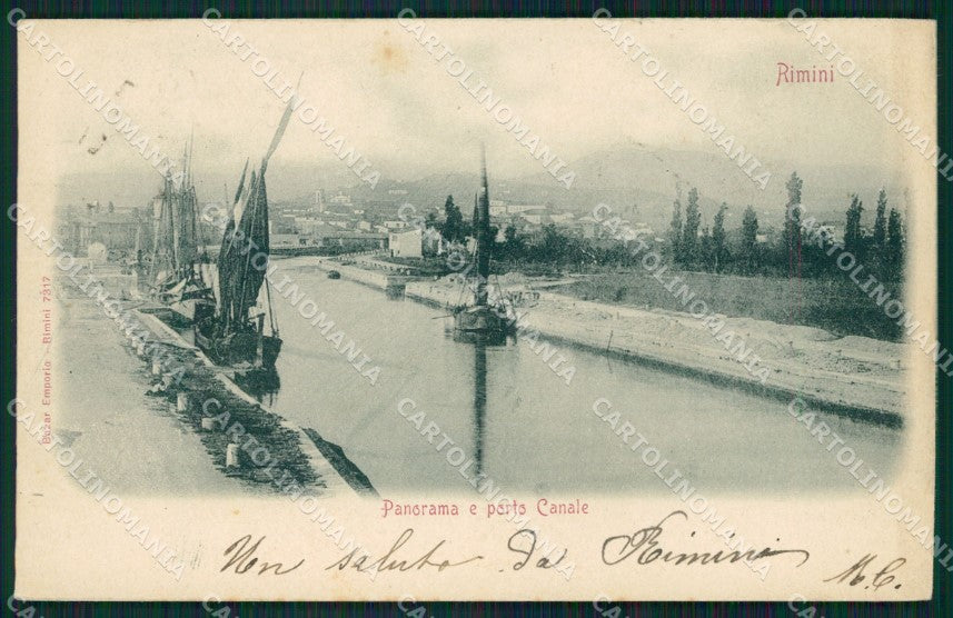 Rimini Città Porto Canale Barche cartolina QT3515 – fronte