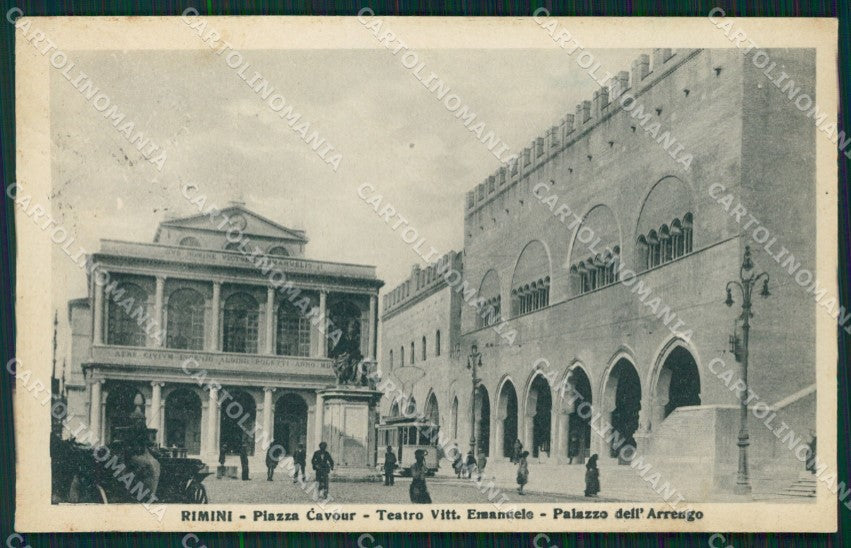 Rimini Città Teatro Palazzo Comunale Tram cartolina QT3545 – fronte