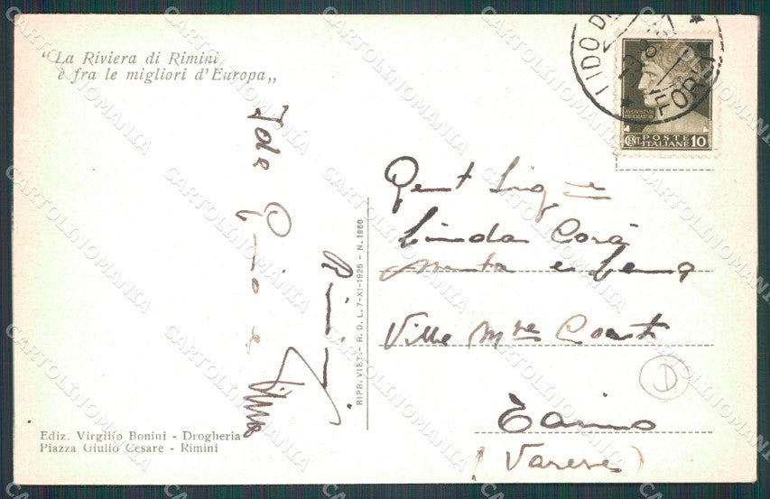 Rimini Miramare di cartolina QT3594 – retro
