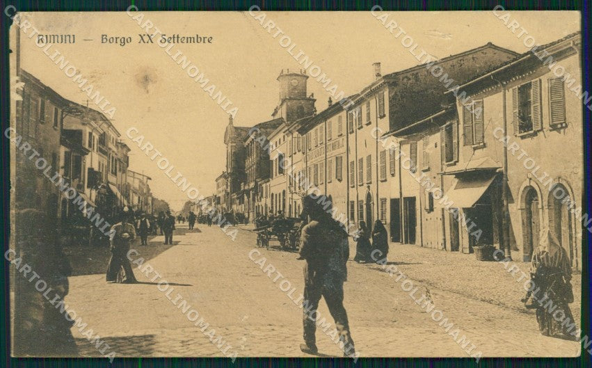Rimini Città Borgo XX Setembre ABRASA PIEGHE cartolina QT3598 – fronte