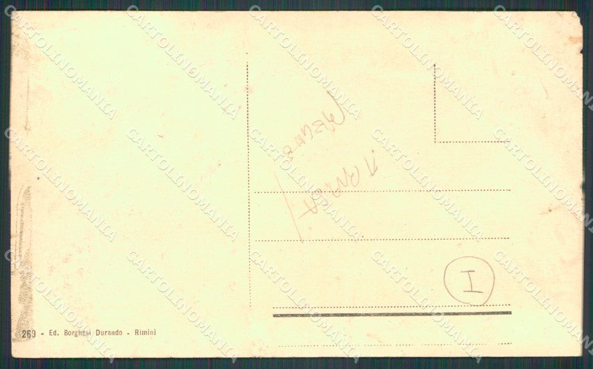 Rimini Città Borgo XX Setembre ABRASA PIEGHE cartolina QT3598 – retro