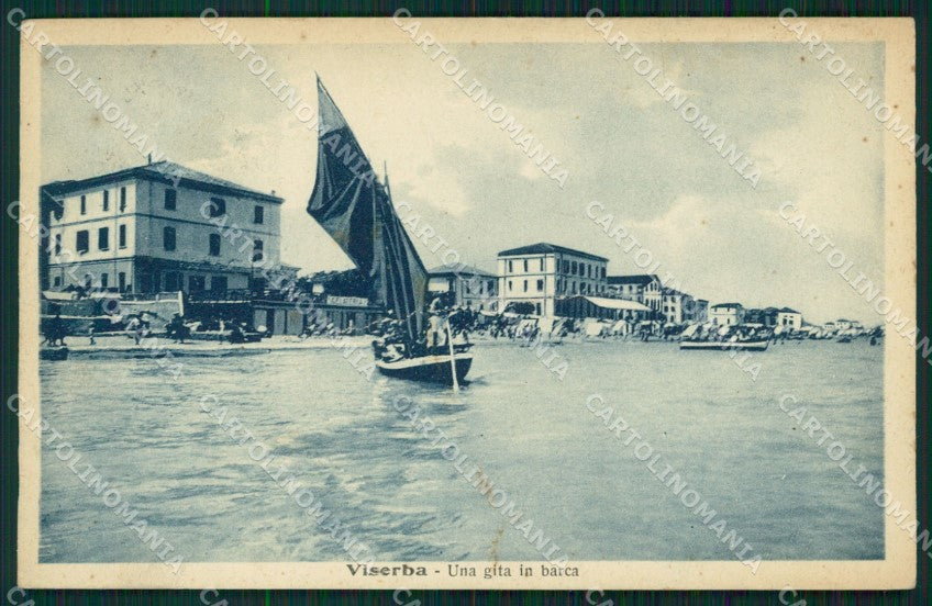 Rimini Viserba Barca PIEGATA cartolina QT3605 – fronte