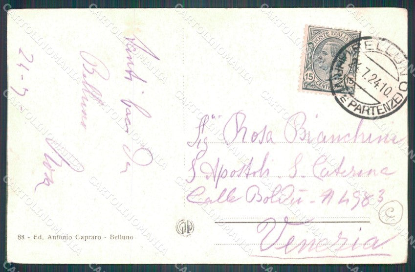 Belluno Città Porta Rugo cartolina QT3686 – retro