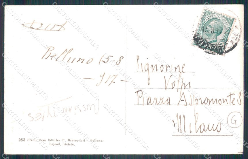 Belluno Città Militari Russian Types cartolina QT3720 – retro