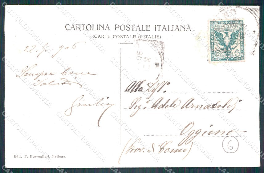 Belluno Città Piazza Campitello cartolina QT3723 – retro