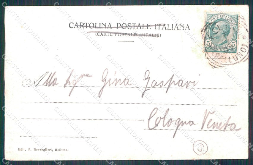 Belluno Feltre Hotel Doriguzzi PIEGHINA cartolina QT3733 – retro