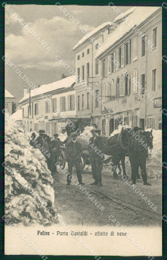 Belluno Feltre Nevicata Porta Castaldi cartolina QT3741 – fronte