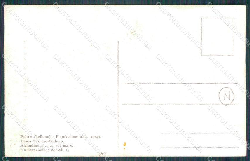 Belluno Feltre Nevicata Porta Castaldi cartolina QT3741 – retro