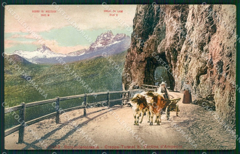 Belluno Cortina d'Ampezzo Tunnel Creppa Carretto cartolina QT3754 – fronte