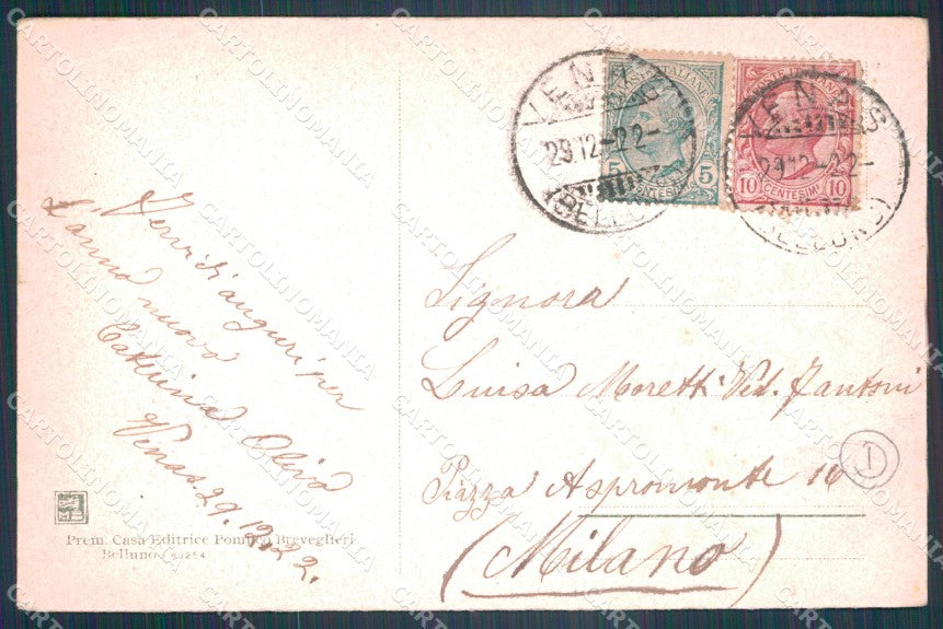 Belluno Valle di Cadore Venas Tre Cime di Lavaredo Costumi PIEGA cartolina QT378 – retro