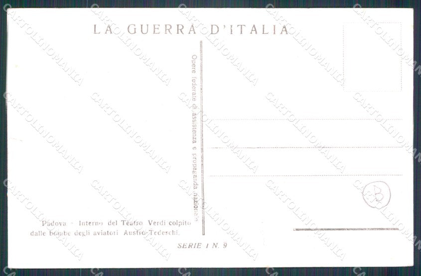 Padova Città Teatro Verdi Rovine di Guerra cartolina QT3814 – retro