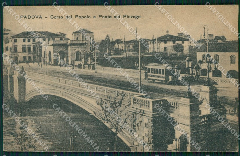 Padova Città Ponte sul Piovego Tram PIEGA cartolina QT3850 – fronte