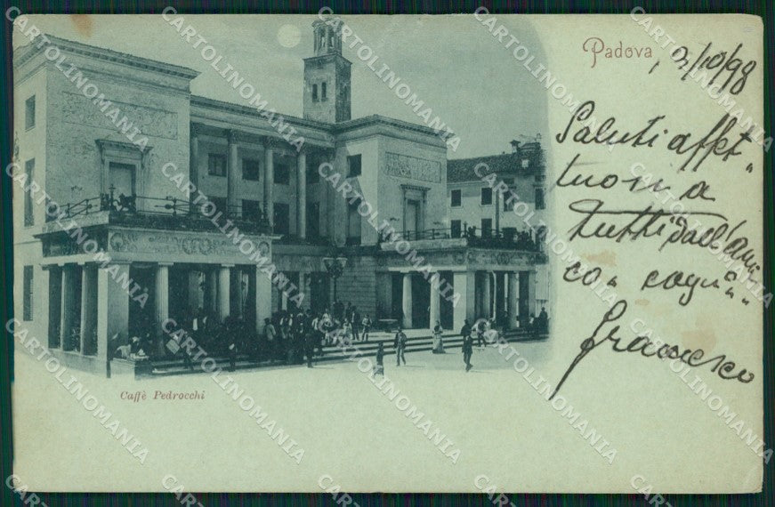Padova Città Caffè Pedrocchi Chiaro di Luna PIEGA cartolina QT3859 – fronte