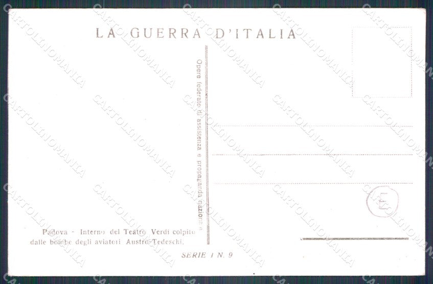 Padova Città Teatro Verdi Rovine di Guerra PIEGA cartolina QT3870 – retro