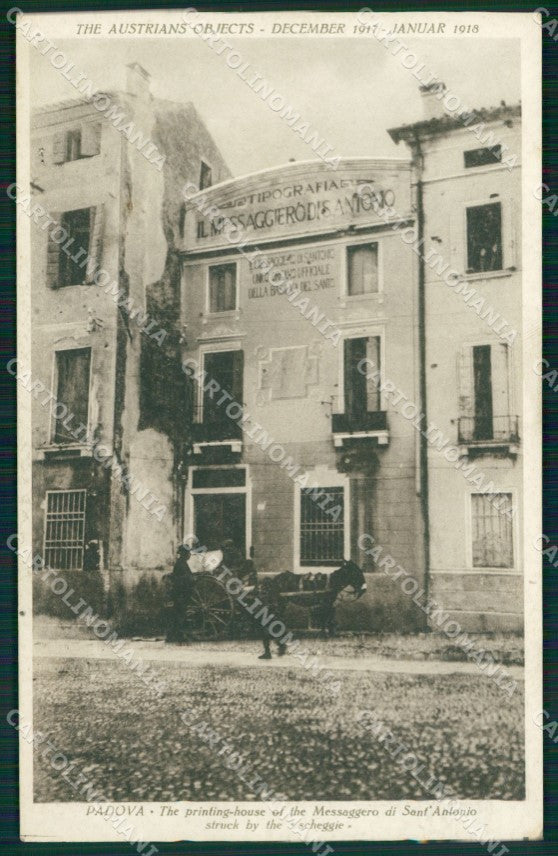 Padova Città Tipografia il Messaggero di Sant'Antonio Rovine di Guerra cartolina – fronte