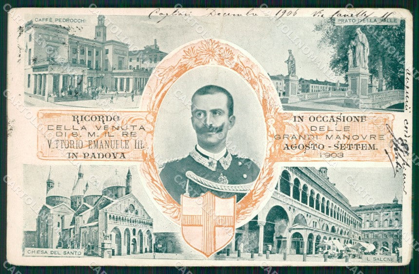 Padova Città Grandi Manovre 1903 Savoia PIEGA cartolina QT3896 – fronte