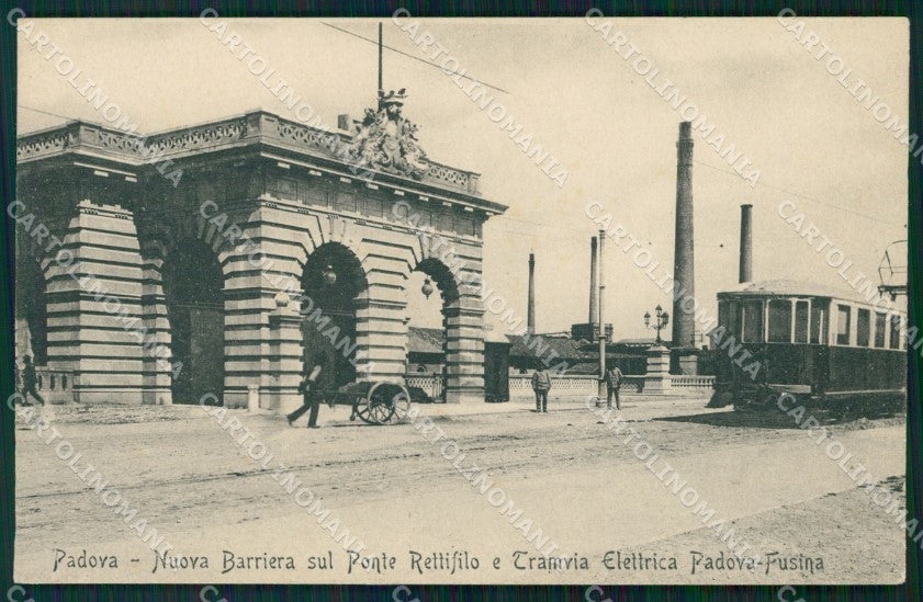 Padova Città Barriera sul Ponte Rettifilo Tram cartolina QT3901 – fronte