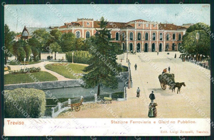 Treviso Città Stazione Carretto PIEGATA cartolina QT3919 – fronte